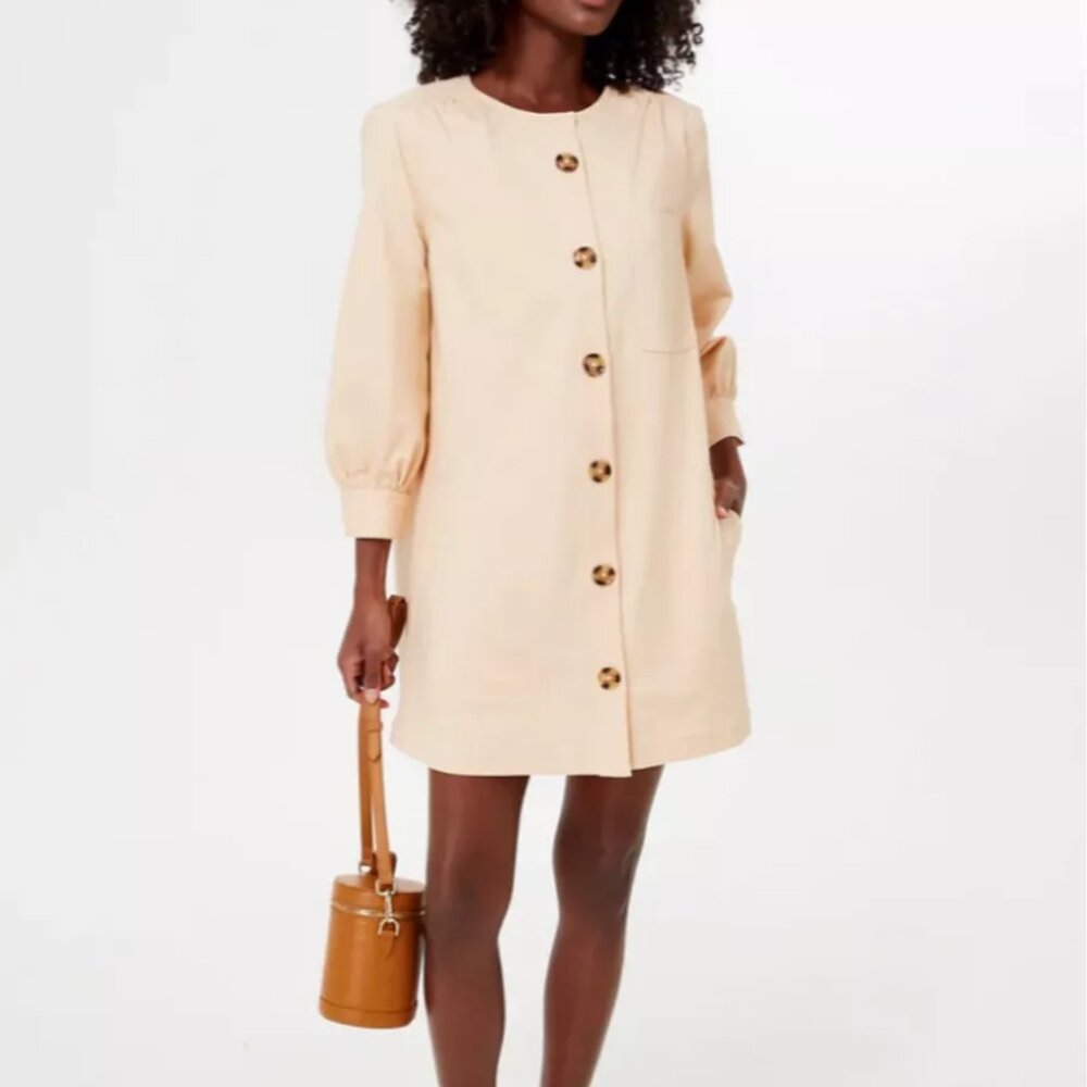 Tuckernuck Cream Shift Mini Dress with Tortoiseshell Buttons